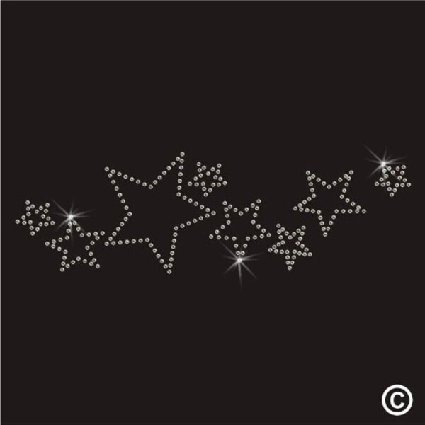 Stars Rhinstone Iron On Transfer Diamante Crystal bling 19cm x 6cm