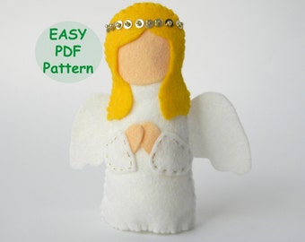 Felt Angel Doll PDF Pattern: Hand Stitched Christmas Figurine (4.5")