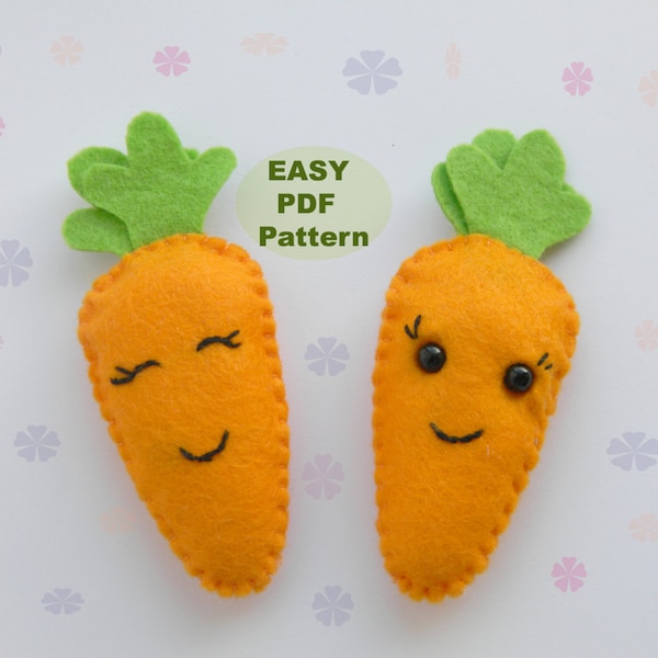 PDF Pattern Carrot Ornament Pattern Cute veggies Easy sewing pattern Felt vegetables Felt food pattern  Easter decorations Softie Pattern