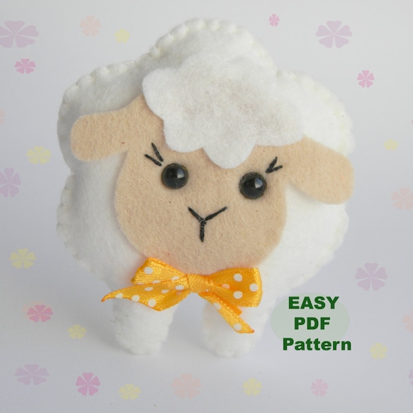 PDF Felt Sheep pattern sewing pattern Cute Lamb toy Farm Animals  Easter ornament DIY Baby Mobile Nursery decor