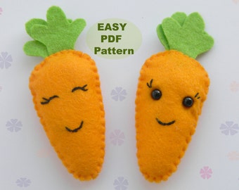 PDF Pattern Carrot Ornament Pattern Cute veggies Easy sewing pattern Felt vegetables Felt food pattern  Easter decorations Softie Pattern