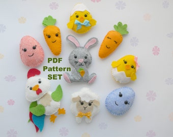 Easter PDF sewing pattern Felteaster decorations PDF easter ornament DIY easter project Garland Easter gift stuffed toy pattern