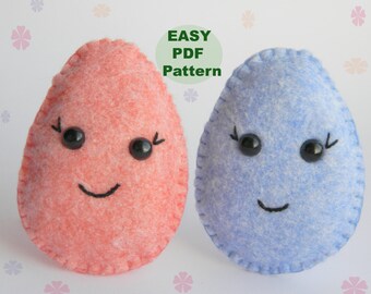 Felt Easter Egg Ornament Pattern: Kawaii Softie Sewing (PDF Pattern)