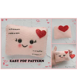 Love letter pattern Valentines day pattern Felt pattern PD FLove pattern felt Valentines day diy Kawaii felt patter  Instant Download