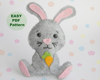 Easter bunny ornament PDF Pattern Kawaii Softie Sewing Pattern Bunny toy with carrot easter decorations DIY project hanging decoration