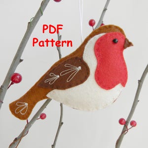 PDF Robin bird pattern Sewing PDF Pattern Christmas ornament  Felt Bird Plush Bird  Instant Download easy sewing pattern embroidery