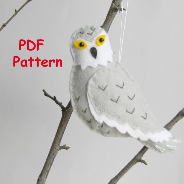 PDF Snowy owl pattern Felt owl christmas ornament  Softie Pattern Winter Felt Ornament Pattern PDF File Instant Download