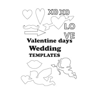 Valentine ornaments templates PDF Pattern Valentines Day Pattern felt ornament pattern Wedding sewing pattern PDF heart angel lips mustache