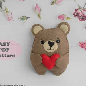 Felt Bear Ornament PDF Pattern: DIY Valentine Decor
