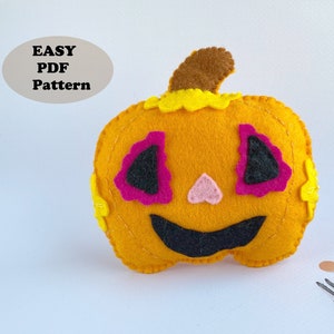 Halloween felt pattern PDF and SVG sugar skull pumpkin Halloween ornament Skull pumpkin felt pattern Day of Death PDF pattern