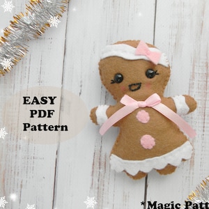 Lebkuchenmädchen Filz Schnittmuster Weihnachtsschmuck Filz PDF Schnittmuster Lebkuchen Schnittmuster Weihnachten Weicheier Plüschtier Weihnachten DIY