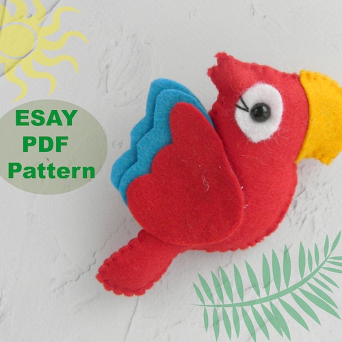 Felt Parrot Pattern Macaw Parrot Sewing Pattern PDF Felt Bird | Etsy