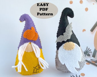 Felt Halloween Gnomes Ornament Sewing Pattern (PDF & SVG)