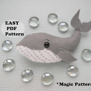 Whale PDF Pattern Felt whale oranment Sewing Pattern Blue whale plushe Toy Cute Kawaii whale Baby mobile Ocean Nursery decor Christmas DIY