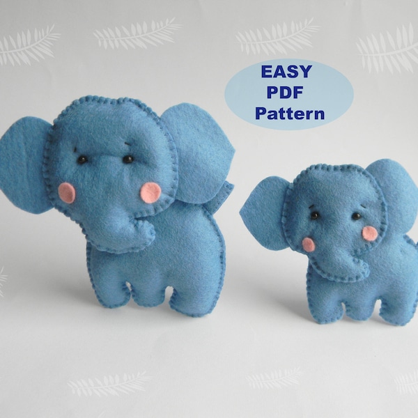 Elephant easy  PDF pattern Felt Hand Sewing Elephant Plushie Pattern Felt Elephant Sewing Pattern Elephant Softie  Baby mobile DIY