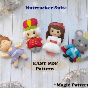 Nutcracker PDF felt pattern Christmas ornament  felt pdf pattern Nutcracker plush toy sewing tutorial  Fairy tale pattern set felt pattern
