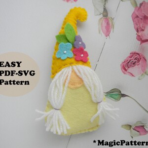 Flower girl gnome ornament pattern Spring gnome PDF SVG Sewing Pattern Summer gnome toy Flower gnome plush pdf Tutorial  Tomte Tonttu Nisse