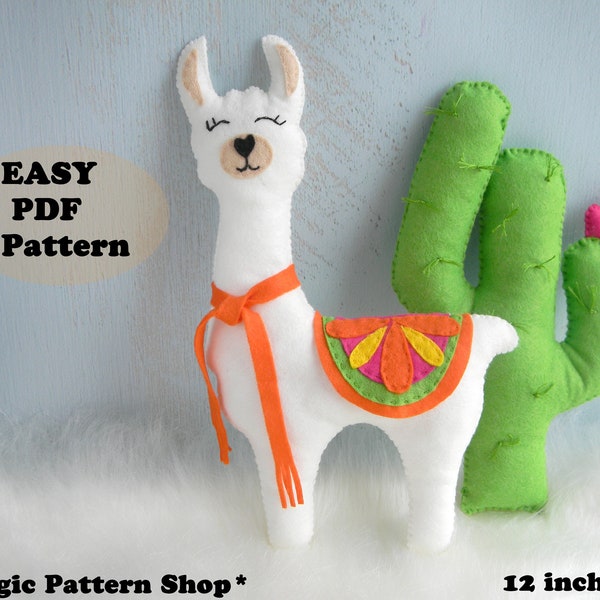 PDF Llama and Cactus Sewing Pattern Llama Stuffed Animal Felt Cactus Llama Hand Sewing Patterns Llama Doll Pattern Alpaca Cacti Soft Toy