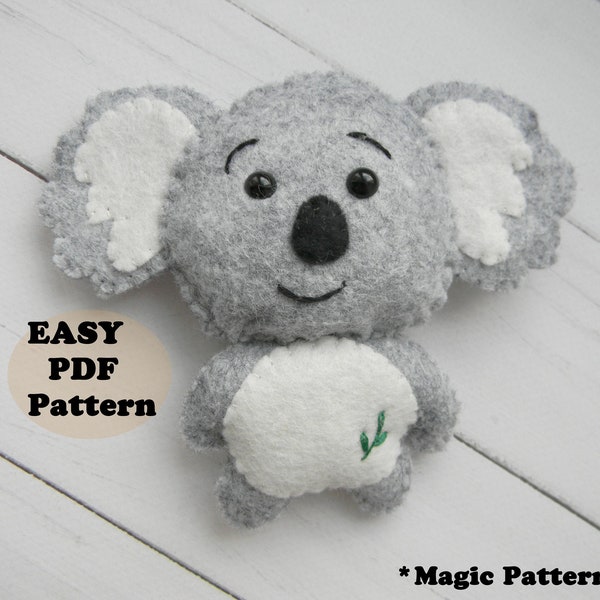 Koala felt PDF Pattern Felt koala ornament pattern Koala bear sewing pattern Koala plush toy Koala baby mobile Koala DIY Nursery decor