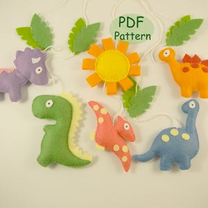 PDF Dinosaur Patterns  DIY Dinosaur Mobile Sewing Felt Baby Crib Mobile Pattern Dinosaur Plush Toys patterns Felt ornament tutorial