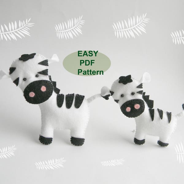 Zebra easy  PDF pattern Felt Hand Sewing Zebra Plushie Pattern Felt Zebra Sewing Pattern Zebra Softie  Baby mobile DIY