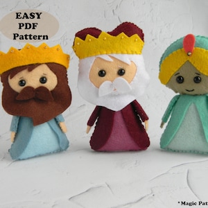 Felt Nativity scene pattern PDF The Wise Men Three kings PDF pattern Felt Melchior Caspar Balthazar Christmas nativity set felt pattern