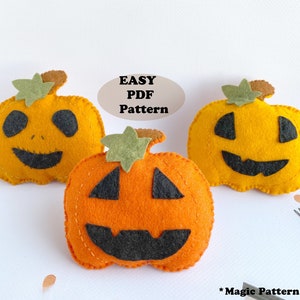 Halloween felt pattern Jack o Lantern felt pattern PDF and SVG Pumpkins felt toy patterns Halloween ornament sewing tutorial Felt pumpkin