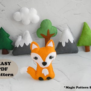 Fox Baby Mobile Pattern woodland mobile PDF pattern Felt fox Nursery decor mountain tree baby mobile fox plush toy fox felt ornament pdf