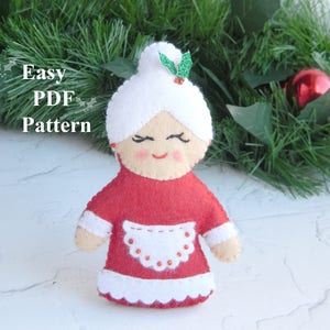 Mrs Claus Pattern Felt christmas ornament pattern PDF Plush pattern doll Softie pattern Christmas Felt Hand Sewing Pattern Download PDF
