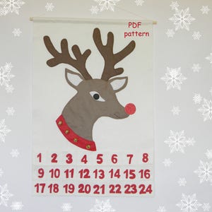 PDF Pattern Reindeer Advent calendar Christmas Felt Advent Calendar Christmas Countdown Wall hanging digital download