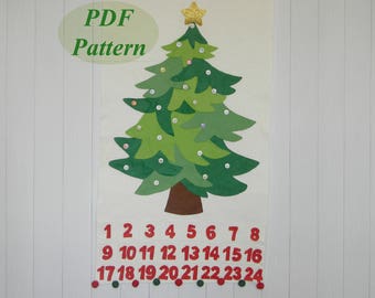 PDF Pattern Christmas Tree Advent Calendar Christmas Countdown Felt advent calendar Holiday Countdown Easy sewing pattern  Instant Download