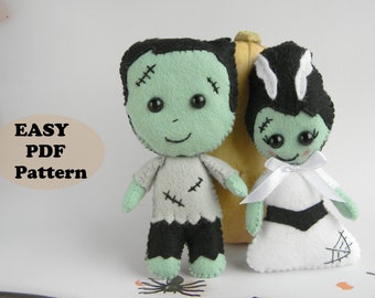 Felt Frankenstein Couple Ornaments: Easy DIY PDF Pattern