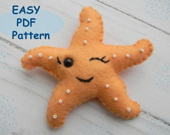 Felt Starfish PDF Pattern Starfish Sewing Pattern Starfish plushe Toy  Under the Sea Baby mobile  Felt Animal Pattern