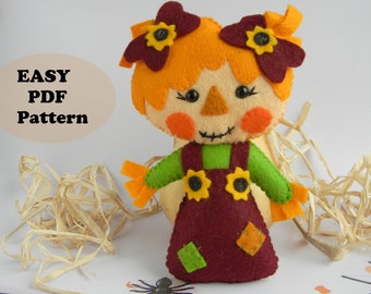 Felt Scarecrow Girl Doll Pattern: Fall Plush Sewing Craft (PDF Pattern)