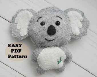 Koala felt PDF Pattern Felt koala ornament pattern Koala bear sewing pattern Koala plush toy Koala baby mobile Koala DIY Nursery decor