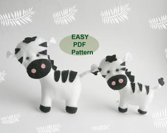 Zebra easy  PDF pattern Felt Hand Sewing Zebra Plushie Pattern Felt Zebra Sewing Pattern Zebra Softie  Baby mobile DIY