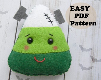 Felt Frankenstein Candy Corn Ornament Pattern: Easy Halloween DIY (PDF Pattern)