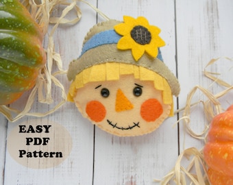 Scarecrow Felt Ornament Sewing Pattern: DIY Halloween Craft (PDF Pattern)