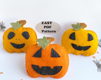 Felt Jack o Lantern Pattern: Halloween Pumpkin Ornament Sewing Tutorial (PDF & SVG)