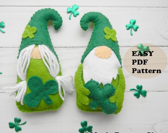 St Patrick's Day Gnome Felt Ornament Sewing Pattern (PDF Pattern)