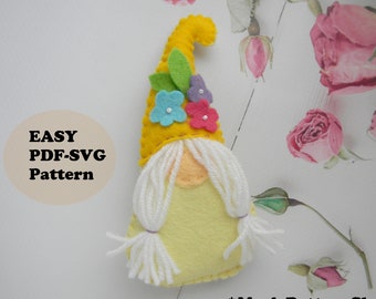 Flower girl gnome ornament pattern Spring gnome PDF SVG Sewing Pattern Summer gnome toy Flower gnome plush pdf Tutorial  Tomte Tonttu Nisse