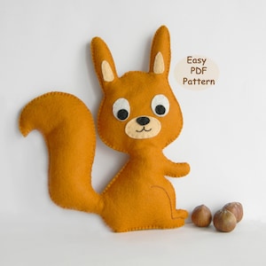 Squirrel easy PDF pattern Felt Squirrel pattern Hand Sewing Squirrel Stuffed Squirrel woodland animals decor Instant Download PDF