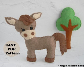 Felt Horse Sewing Pattern: Farm Animal Ornament (PDF Pattern)