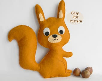 Squirrel easy PDF pattern Felt Squirrel pattern Hand Sewing Squirrel Stuffed Squirrel woodland animals decor Instant Download PDF