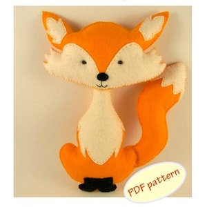 Fox Plushie Pattern Fox easy to sew felt PDF pattern Felt fox pattern Felt Hand Sewing Fox softie Plush Toy Pattern Instant Download PDF