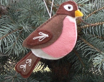 Christmas Robin Felt Sewing Pattern: Easy Bird Plush (PDF Pattern)