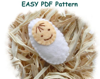Baby Jesus Felt Ornament PDF Pattern: Nativity Christmas Decor