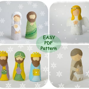 Felt Nativity Set Pattern Felt Nativity scene  Christmas Nativity Templates Nativity felt decor PDF Tutorial