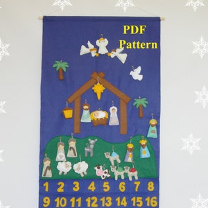 Nativity Advent Calendar PDf Pattern 24 christmas Ornaments Felt Advent Pattern Holiday Countdown Sewing pattern Instant Download image 3