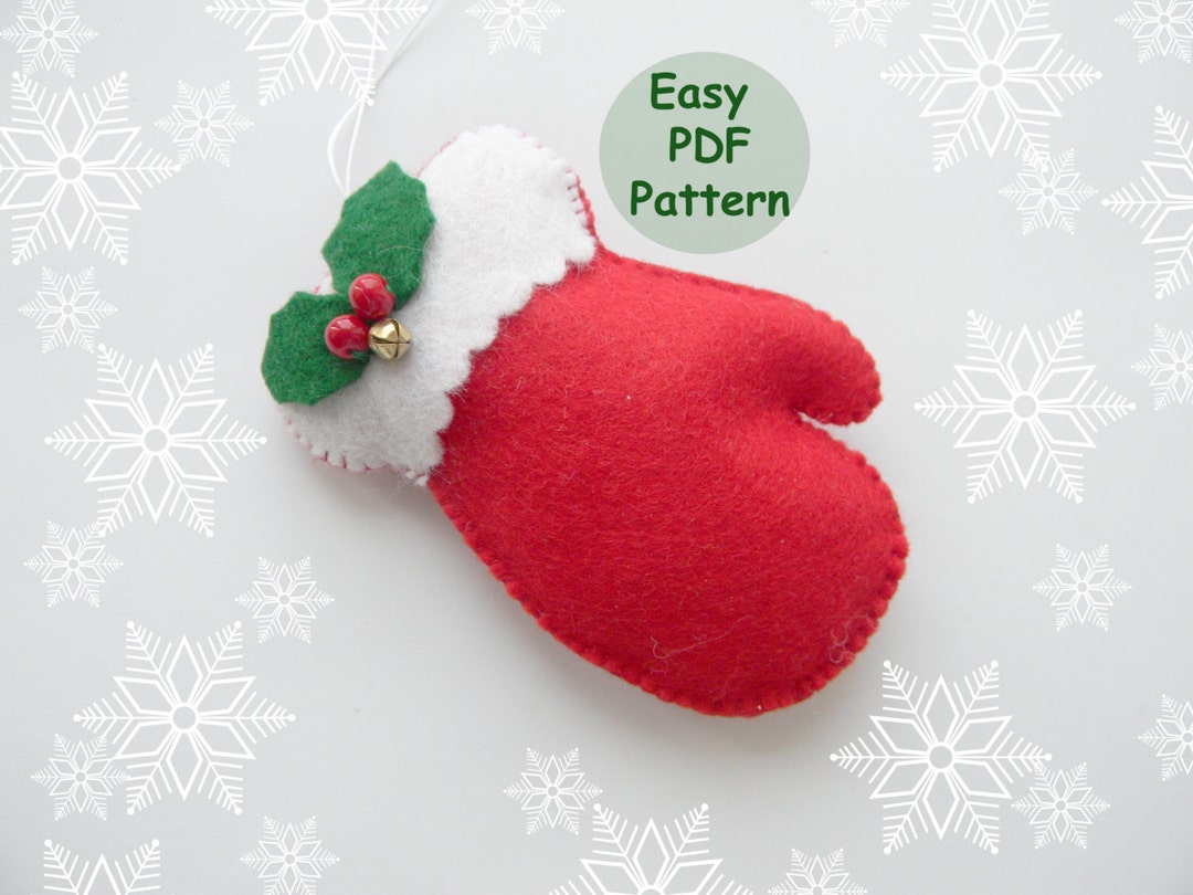PDF Pattern Mitten Christmas Ornaments Pattern Felt Mitten Pattern Easy